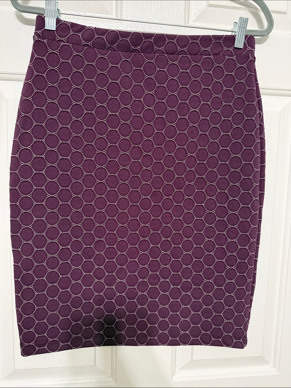 Leota Plum Pencil Skirt with Circular Stitch Pattern